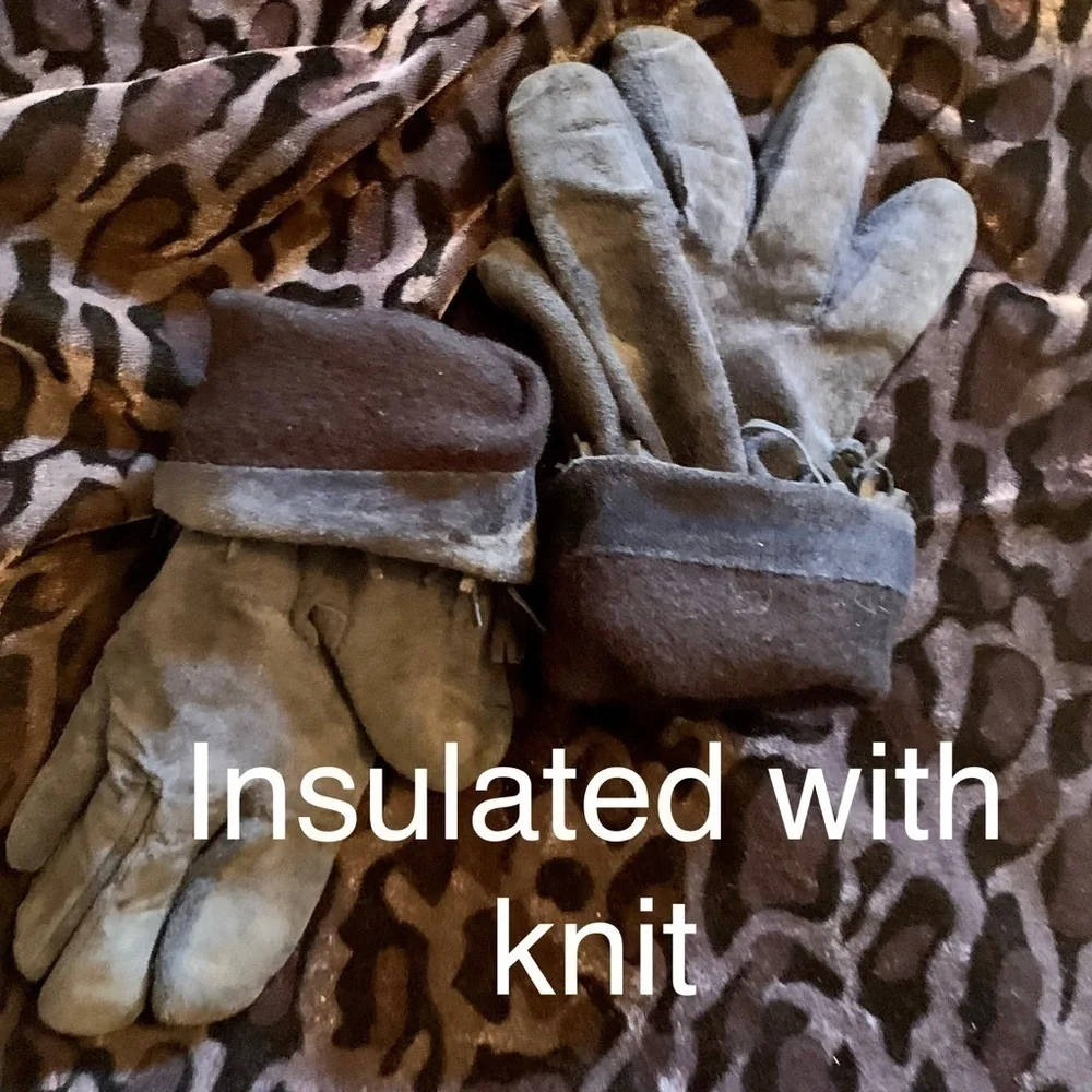 🧤 🕶 Extremely Cool Women’s Blue Suede Gloves with Fringe, Pre-owned 👖👢